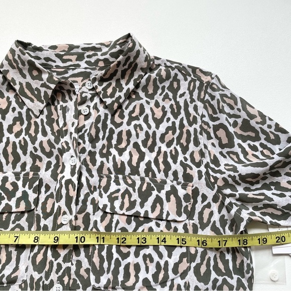 Equipment Slim Signature Silk Blouse Army Jacket Multi Leopard Print Small NWT - Picture 8 of 8